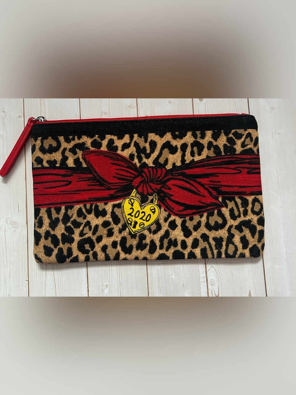 Brighton Cheetah Print Cosmetic Bag Gold Charm Retro